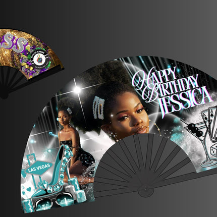 Custom Clack Fan 25x13 – Personalized Fan with Photo or Logo, Party Favor, Birthday, Wedding, Festival, Sports, Line Dance Gift, baby shower