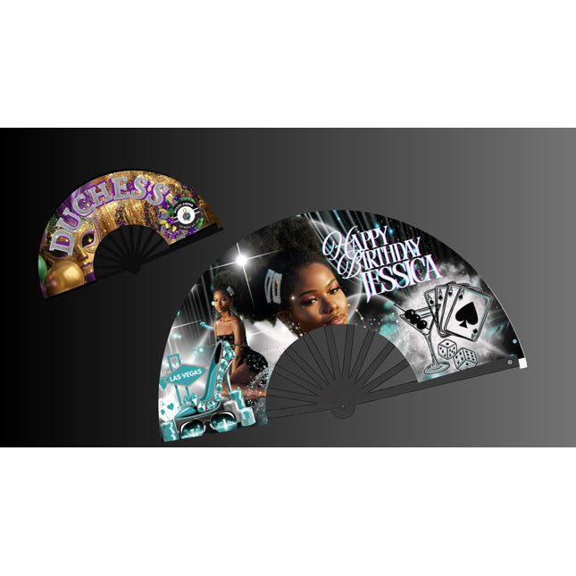 Custom Clack Fan 25x13 – Personalized Fan with Photo or Logo, Party Favor, Birthday, Wedding, Festival, Sports, Line Dance Gift, baby shower