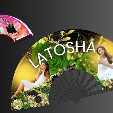 Custom Clack Fan 25x13 – Personalized Fan with Photo or Logo, Party Favor, Birthday, Wedding, Festival, Sports, Line Dance Gift, baby shower
