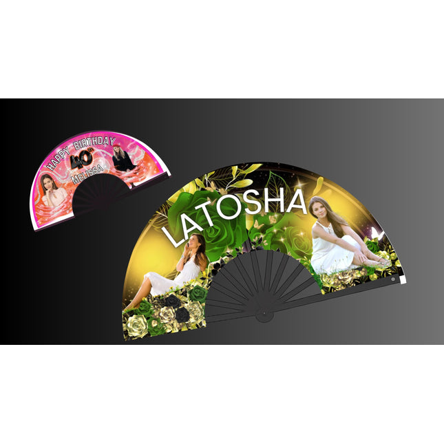 Custom Clack Fan 25x13 – Personalized Fan with Photo or Logo, Party Favor, Birthday, Wedding, Festival, Sports, Line Dance Gift, baby shower
