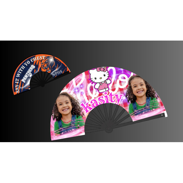 Custom Clack Fan 25x13 – Personalized Fan with Photo or Logo, Party Favor, Birthday, Wedding, Festival, Sports, Line Dance Gift, baby shower