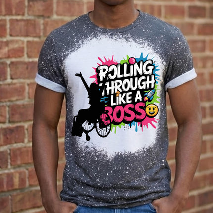 Rolling Like A Boss Tee: Wheelchair Diva T-Shirt, Disability Awareness Wheelie Shirt, Mobility Inclusion support tee