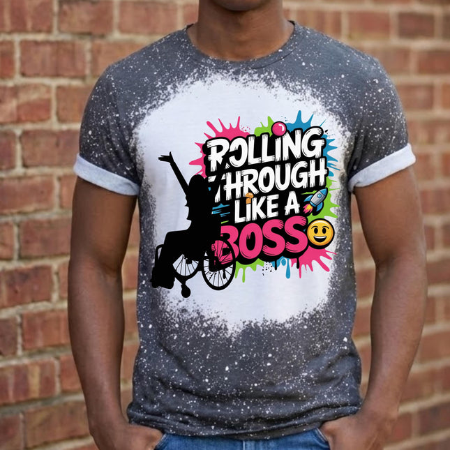 Rolling Like A Boss Tee: Wheelchair Diva T-Shirt, Disability Awareness Wheelie Shirt, Mobility Inclusion support tee