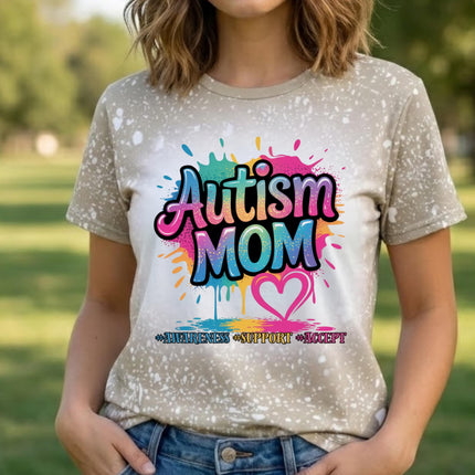 Autism Mom 2 Bleached Inclusion Shirt | Limited Edition Tee | Graphic Shirt | Unisex Adult Tee
