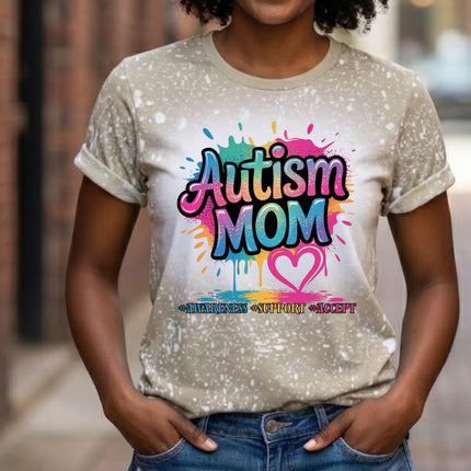 Autism Mom 2 Bleached Inclusion Shirt | Limited Edition Tee | Graphic Shirt | Unisex Adult Tee
