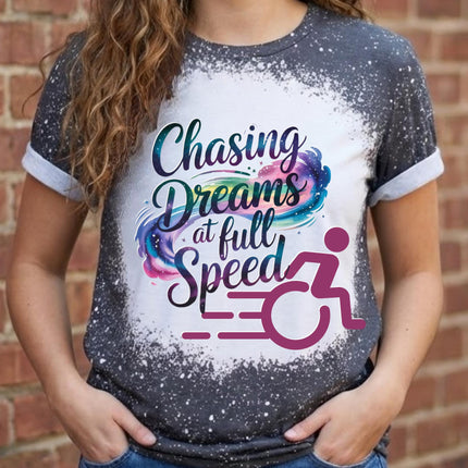 Wheelchair Support, Disability Awareness Wheelie Shirt, Mobility Inclusion support tee- chasing dreams at full speed