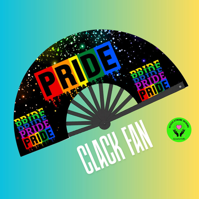 Pride Clack Fan, LGBTQ Pride Fan, Rainbow Clack Fan, Pride Festival Fan, Hand Fan Pride, Gay Pride Accessories, Pride Parade - Predesigned