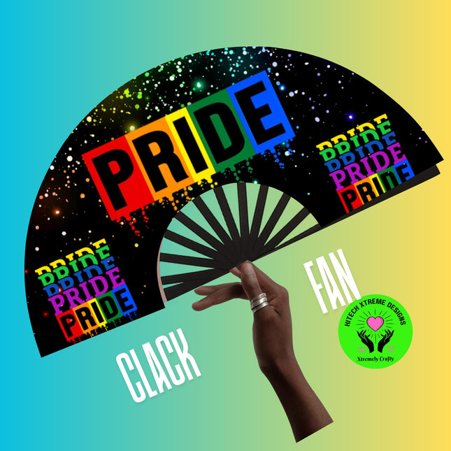 Pride Clack Fan, LGBTQ Pride Fan, Rainbow Clack Fan, Pride Festival Fan, Hand Fan Pride, Gay Pride Accessories, Pride Parade - Predesigned