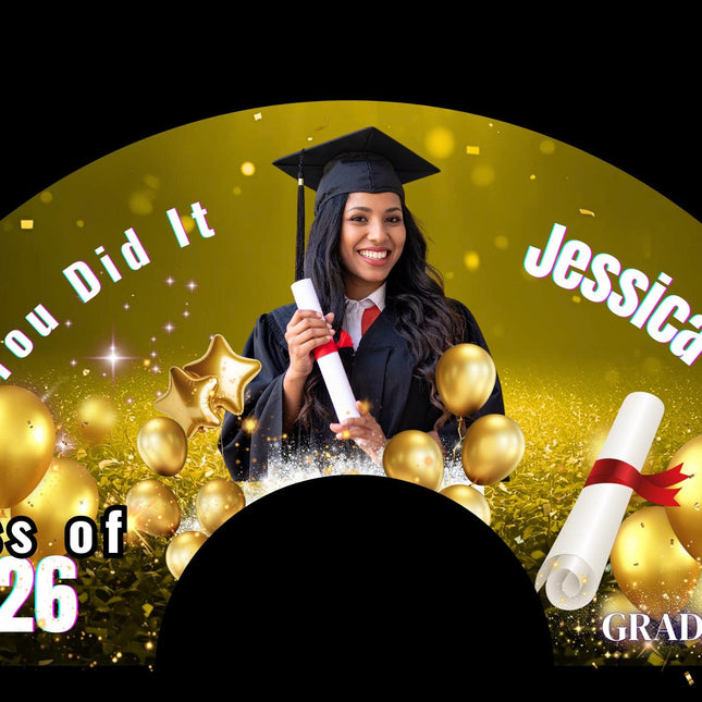 Graduation Clack Fan 25x13 – 2026 Graduation fan with Photo, Party Favor, Gift - Predesigned