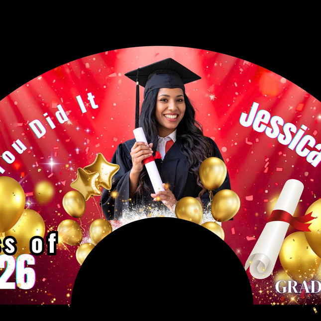 Graduation Clack Fan 25x13 – 2026 Graduation fan with Photo, Party Favor, Gift - Predesigned