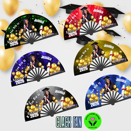 Graduation Clacking Fan Graduation Clack Fan 25x13 – 2026 Graduation fan with Photo, Party Fav ...