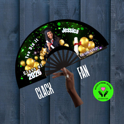 Graduation Clack Fan 25x13 – 2026 Graduation fan with Photo, Party Favor, Gift - Predesigned
