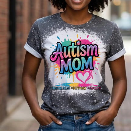 Autism Mom 2 Bleached Inclusion Shirt | Limited Edition Tee | Graphic Shirt | Unisex Adult Tee