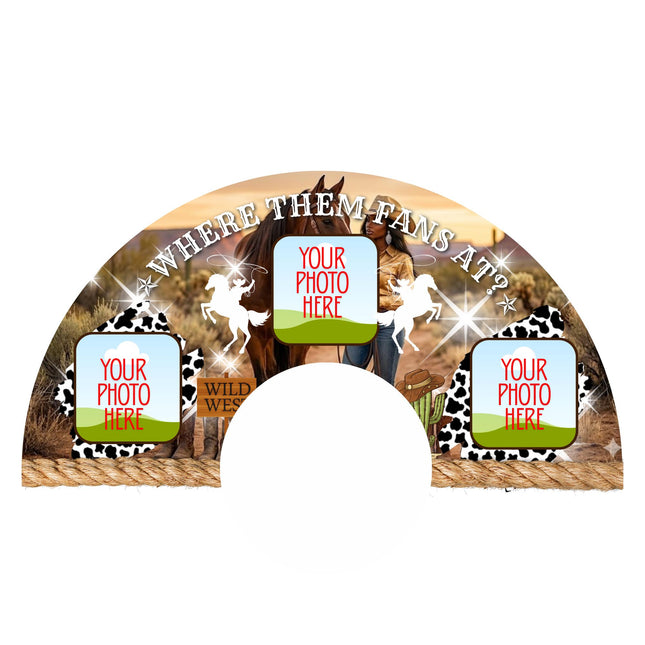 Western Clack Fan 25x13 – Where them fans at? with Photo, Party Favor, Birthday, Wedding, Festival, Sports, Line Dance Gift - Predesigned