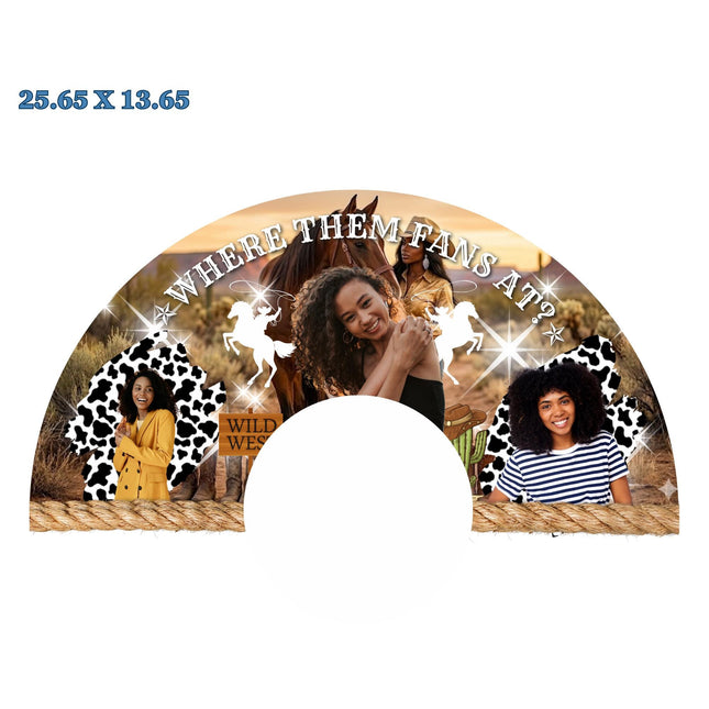 Western Clack Fan 25x13 – Where them fans at? with Photo, Party Favor, Birthday, Wedding, Festival, Sports, Line Dance Gift - Predesigned