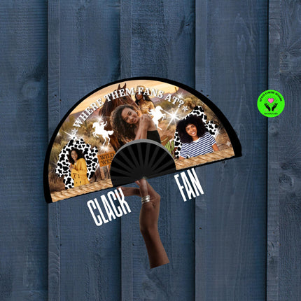 Western Clack Fan 25x13 – Where them fans at? with Photo, Party Favor, Birthday, Wedding, Festival, Sports, Line Dance Gift - Predesigned