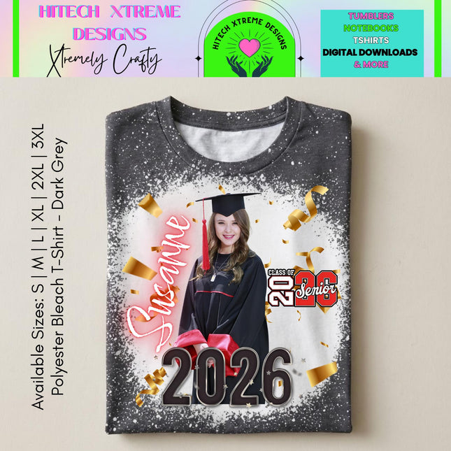 Class of 2026 (B) Graduation Shirt, Senior 2026 Personalized Photo Tee, Custom Graduate Shirt, High School or College Grad Gift