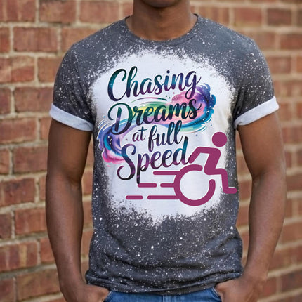 Wheelchair Support, Disability Awareness Wheelie Shirt, Mobility Inclusion support tee- chasing dreams at full speed