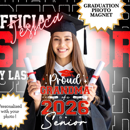 Graduation Photo Magnet Personalized - Class of 2026 Custom Graduation Announcement Magnet-School Keepsake 5.5 inch x 5.5 inch