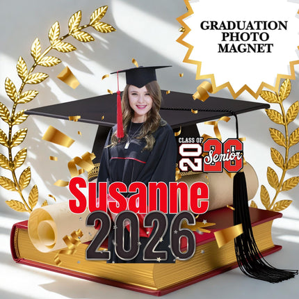 Graduation Photo Magnet Personalized - Class of 2026 Custom Graduation Announcement Magnet-School Keepsake 5.5 inch x 5.5 inch