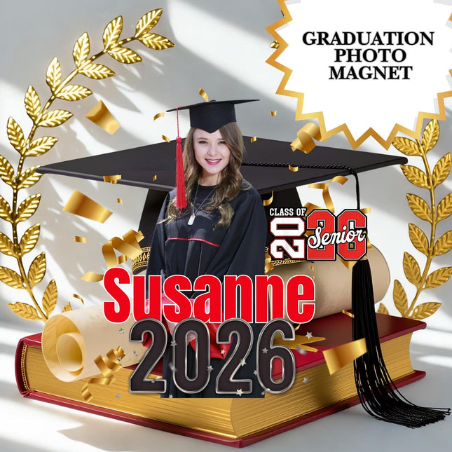 Graduation Photo Magnet Personalized - Class of 2026 Custom Graduation Announcement Magnet-School Keepsake 5.5 inch x 5.5 inch