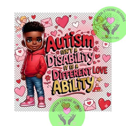 Autism Valentine Digital Download, Wall Art, Autism Awareness Valentine Poster, Different Ability Printable, Classroom Decor (3 images)