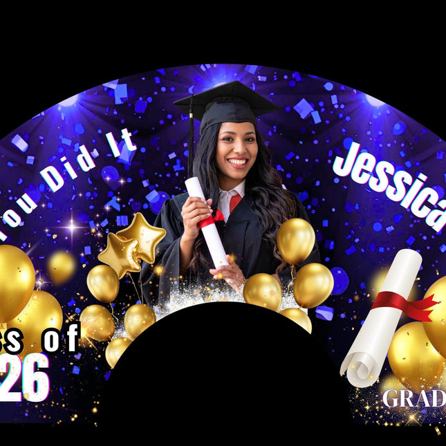 Graduation Clack Fan 25x13 – 2026 Graduation fan with Photo, Party Favor, Gift - Predesigned