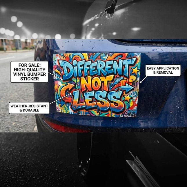 Autism Acceptance Bumper Sticker | Different Not Less Car Decal | Neurodiversity Inclusion Sticker | Autism Mom Advocate Gift 5inch x 5inch