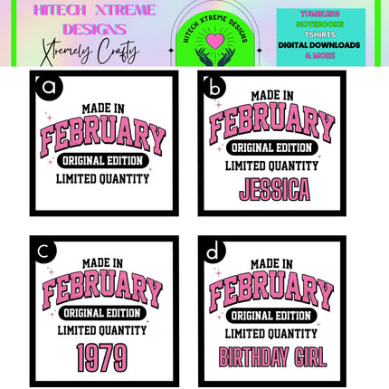 Made in February Birthday Shirt Personalized | Bleached Tee Original Edition | Custom Name or Year Shirt | February Birthday Gift