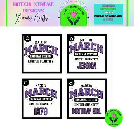 Made in March Birthday Shirt Personalized | Bleached Tee Original Edition | Custom Name or Year Shirt | March Birthday Gift