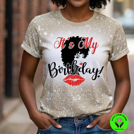 Birthday Bleached Shirt | It’s My Birthday Tee | Custom Birthday T Shirt | Bleach Wash Graphic Tee | Birthday Outfit for Women