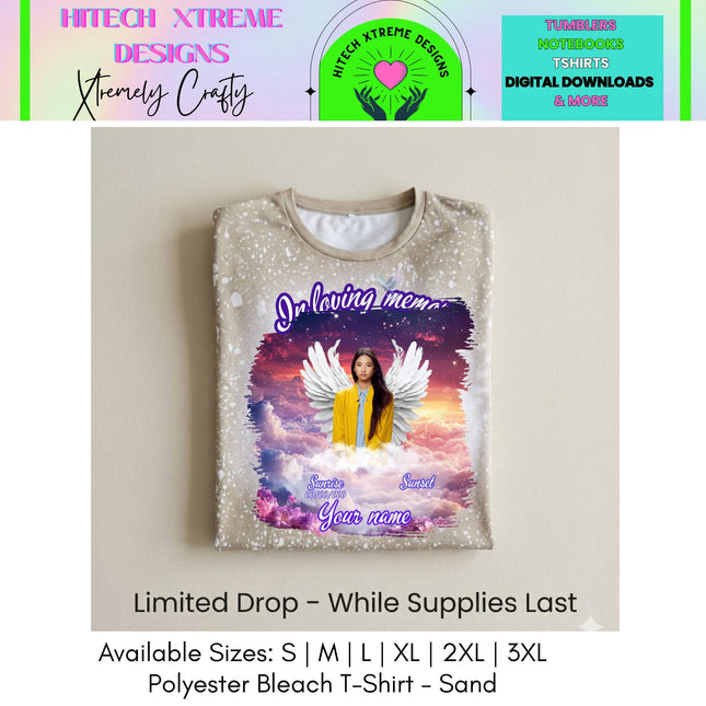 In Loving Memory Shirt Custom Memorial T-Shirt Personalized Photo Bleach Tee Remembrance Shirt Angel Wings Funeral Memorial Gift