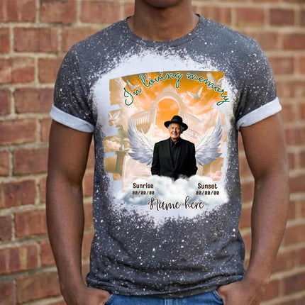 In Loving Memory Shirt Custom Memorial T-Shirt Personalized Photo Bleach Tee Remembrance Shirt Angel Wings Funeral Memorial Gift