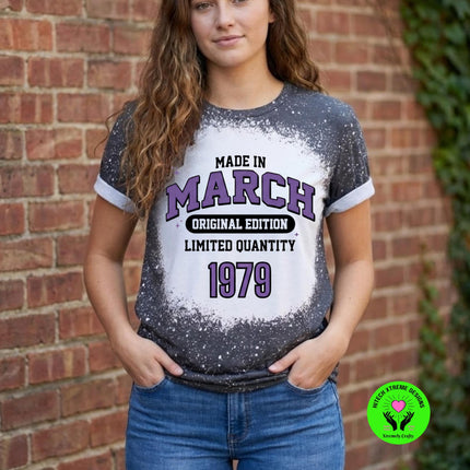 Made in March Birthday Shirt Personalized | Bleached Tee Original Edition | Custom Name or Year Shirt | March Birthday Gift