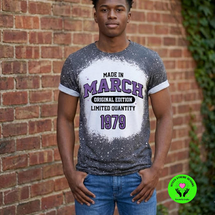 Made in March Birthday Shirt Personalized | Bleached Tee Original Edition | Custom Name or Year Shirt | March Birthday Gift