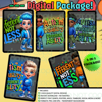 Autism Awareness PNG Bundle: 5-in-1 Digital Designs (Download)