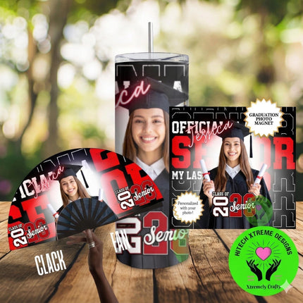 Graduation Photo Bundle | Personalized Graduation Gift | Custom Clack Fan Magnet Tumbler Set | Class of 2026 Senior Gift | Graduation Party