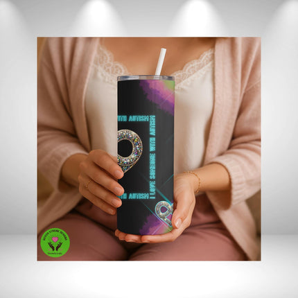 Autism Awareness Fan and Tumbler Set, Personalized Love Someone Gift