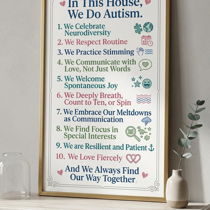 Autism Awareness Aluminum Sign 12x18 | In This House We Do Autism Sign | Neurodiversity Yard Sign | Outdoor Autism Support Sign | Fence Sign