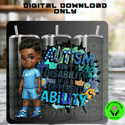 Autism Awareness PNG: Black boy Ability Design (Digital Download)