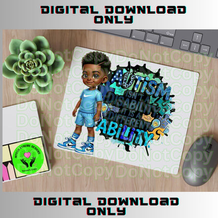 Autism Awareness PNG: Black boy Ability Design (Digital Download)