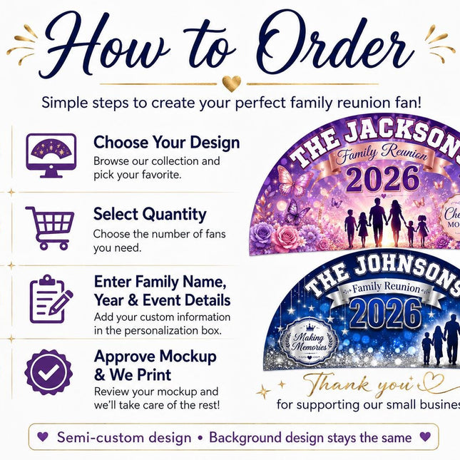 Custom Family Reunion Clack Fan, Personalized Family Name Fan, 2026 Reunion Favor, Bulk Family Party Hand Fan
