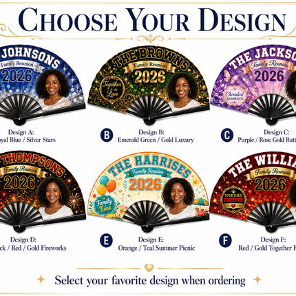 Photo family reunion clack fan with 1 photo Custom Family Reunion Clack Fan, Personalized Family Name Fan, 2026 Reunion Favor,