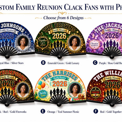 Photo family reunion clack fan with 1 photo Custom Family Reunion Clack Fan, Personalized Family Name Fan, 2026 Reunion Favor,