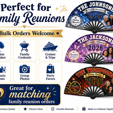 Photo family reunion clack fan with 1 photo Custom Family Reunion Clack Fan, Personalized Family Name Fan, 2026 Reunion Favor,