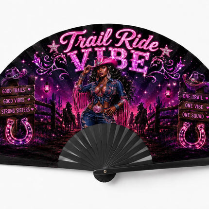 Trail Ride Vibe Clack Fan Collection | Cowgirl Western Fan | Choose A B C or D | Line Dance Party Fan | Trail Ride Fan