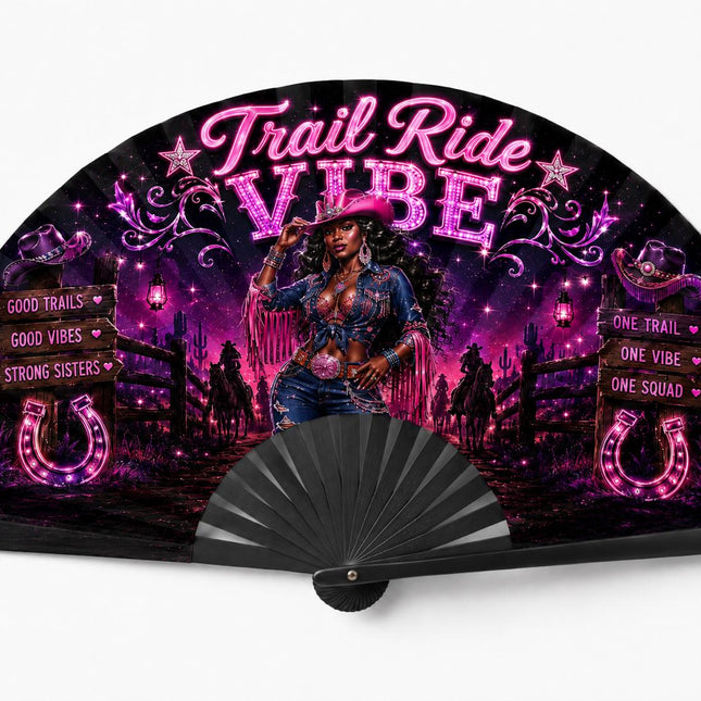 Trail Ride Vibe Clack Fan Collection | Cowgirl Western Fan | Choose A B C or D | Line Dance Party Fan | Trail Ride Fan