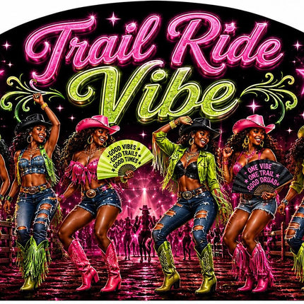 Trail Ride Vibe Clack Fan Collection | Cowgirl Western Fan | Choose A B C or D | Line Dance Party Fan | Trail Ride Fan