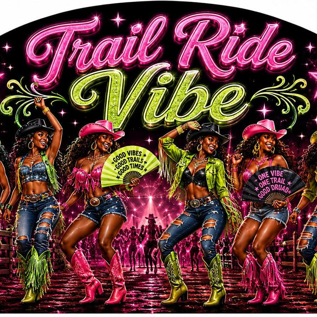 Trail Ride Vibe Clack Fan Collection | Cowgirl Western Fan | Choose A B C or D | Line Dance Party Fan | Trail Ride Fan