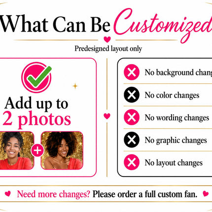 Photo Clack Fan, Pre Designed Folding Fan for Birthdays, Girls Trips, Cheer Moms and Events